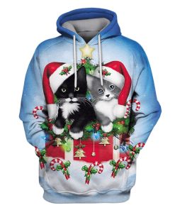 CATS MERRY CHRISTMAS Custom T-shirt - Hoodies Apparel HD-PET110381 3D Custom Fleece Hoodies Hoodie S 