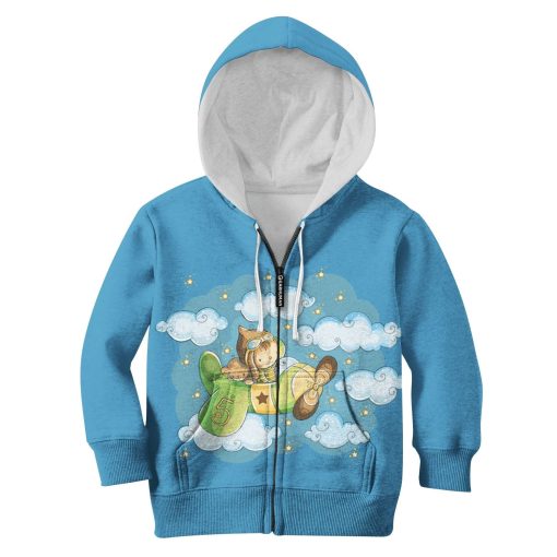 Child Pilot Flying In The Sky Custom Hoodies T-shirt Apparel HD-PET110261K kid 3D apparel Kid Zip Hoodie S/6-8