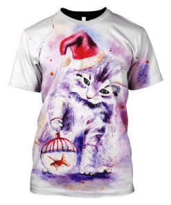 Christmas Cat Hoodies - T-Shirt Apparel PET101111 3D Custom Fleece Hoodies T-Shirt S