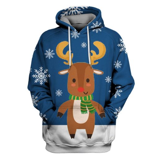 Christmas Santa Reindeer Custom T-shirt - Hoodies Apparel HD-UGL110162 3D Custom Fleece Hoodies Hoodie S