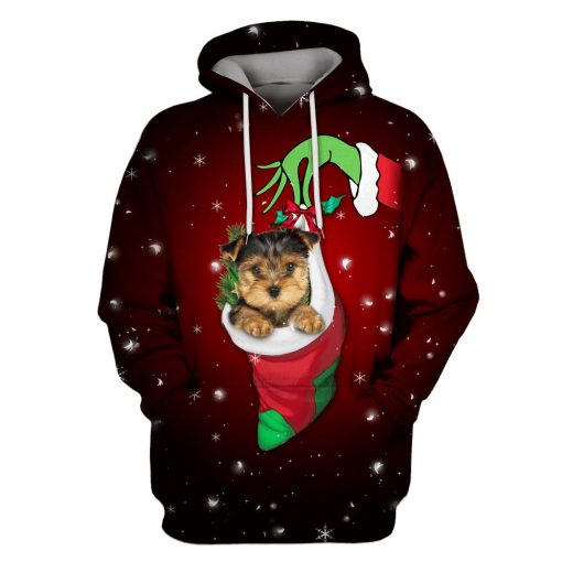 Christmas yorkshire terrier Custom T-shirt - Hoodies Apparel MV110590 3D Custom Fleece Hoodies Hoodie S