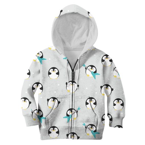 Chubby Penguin Playing Music Custom Hoodies T-shirt Apparel HD-PET110362K kid 3D apparel Kid Zip Hoodie S/6-8