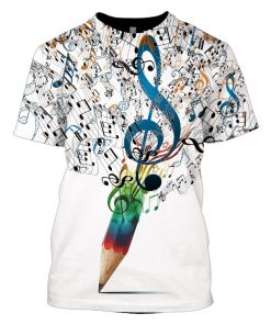 Color pencil with music Custom T-shirt - Hoodies Apparel HD-GH110459 3D Custom Fleece Hoodies T-Shirt S 