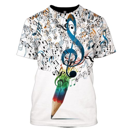 Color pencil with music Custom T-shirt - Hoodies Apparel HD-GH110459 3D Custom Fleece Hoodies T-Shirt S
