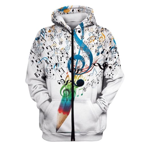 Color pencil with music Custom T-shirt - Hoodies Apparel HD-GH110459 3D Custom Fleece Hoodies Zip Hoodie S