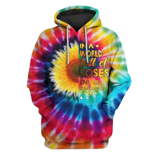 Colorful sunflower in Tie dye background Custom T-shirt - Hoodies Apparel HD-GH1106128 3D Custom Fleece Hoodies Hoodie S