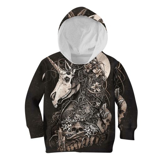 Cool Skull Unicorn Custom Hoodies T-shirt Apparel HD-UNI110104K kid 3D apparel Kid Hoodie S/6-8