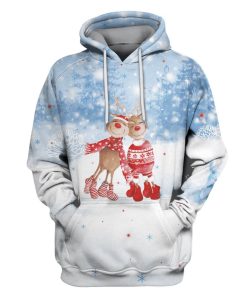 Couple Reindeer Custom T-shirt - Hoodies Apparel NL110105 3D Custom Fleece Hoodies Hoodie S 
