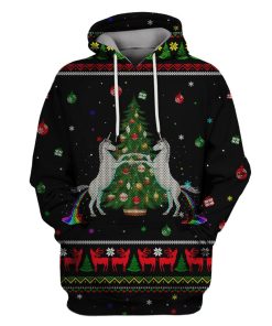 Couple Unicorn At Christmas Custom T-shirt - Hoodies Apparel UNI110159 3D Custom Fleece Hoodies Hoodie S 