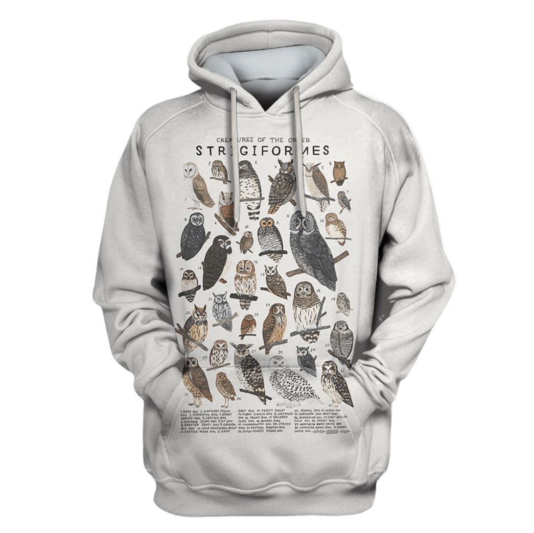 Gearhumans Creatures Of The Order Strigiformes Custom T-shirt - Hoodies Apparel 1 Creatures Of The Order Strigiformes Custom T-shirt - Hoodies Apparel HD-GH110517 3D Custom Fleece Hoodies Hoodie S