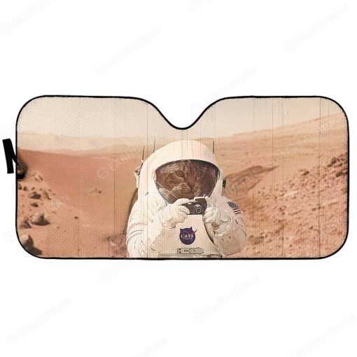 Custom Car Auto Sunshade Astronaut Cat on Mars HD-AT0491904-SS Auto Sunshade 57''x27.5''