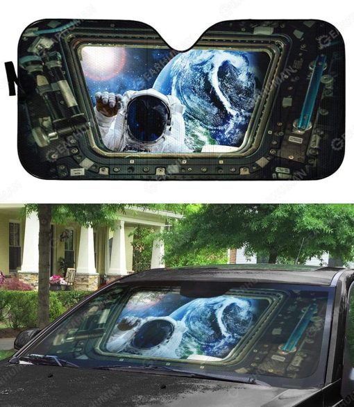 Custom Car Auto Sunshade Astronaut Knocking The Spaceship Door HD-DT2181919-SS Auto Sunshade