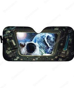 Custom Car Auto Sunshade Astronaut Knocking The Spaceship Door HD-DT2181919-SS Auto Sunshade 57''x27.5'' 