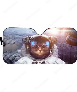 Custom Car Auto Sunshade Cat In Spaceship HD-AT0391905-SS Auto Sunshade 57''x27.5'' 