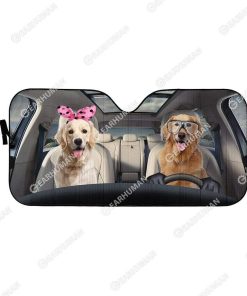 Custom Car Auto Sunshade Golden Retrievers HD-GH1481907-SS Auto Sunshade 57''x27.5'' 