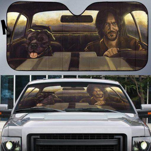 Custom Car Auto Sunshade John Wick And Dog HD-GH1581947-SS Auto Sunshade