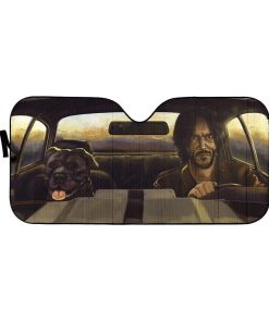 Custom Car Auto Sunshade John Wick And Dog HD-GH1581947-SS Auto Sunshade 57''x27.5'' 