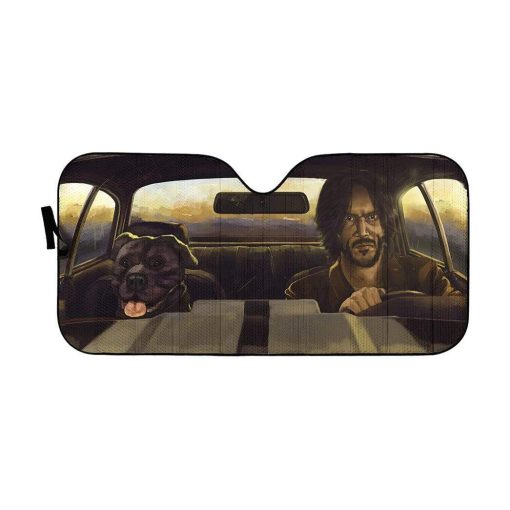 Custom Car Auto Sunshade John Wick And Dog HD-GH1581947-SS Auto Sunshade 57''x27.5''