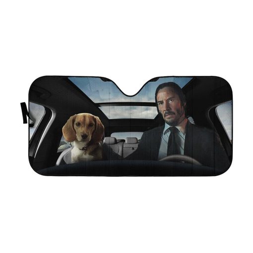Custom Car Auto Sunshade John Wick With Dog HD-GH1581954-SS Auto Sunshade 57''x27.5''