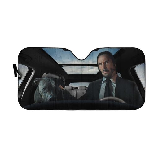 Custom Car Auto Sunshade John Wick With Dog HD-GH1581955-SS Auto Sunshade 57''x27.5''