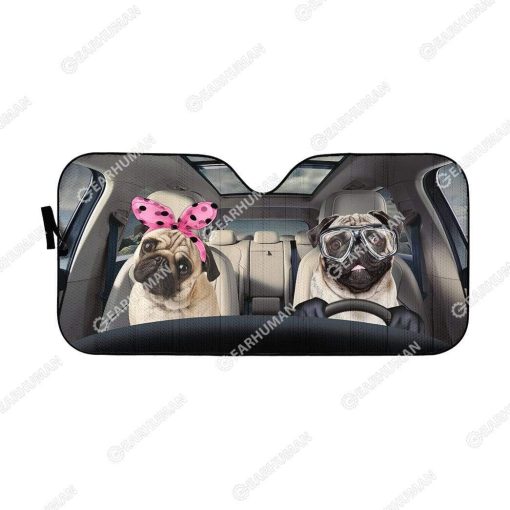 Custom Car Auto Sunshade Pug HD-GH1481908-SS Auto Sunshade 57''x27.5''