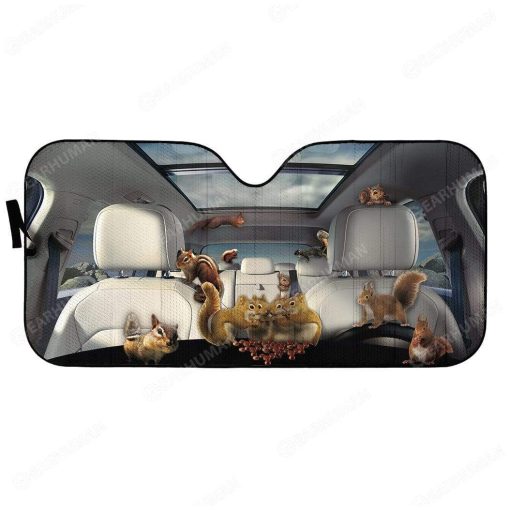 Custom Car Auto Sunshade Squirrels HD-DT2181935-SS Auto Sunshade 57''x27.5''