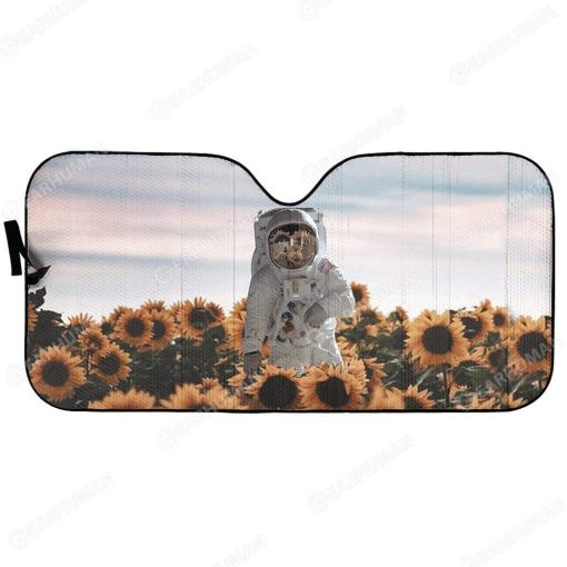 Custom Car Auto Sunshade Sunflowers And Astronaut HD-AT0491909-SS Auto Sunshade 57''x27.5''