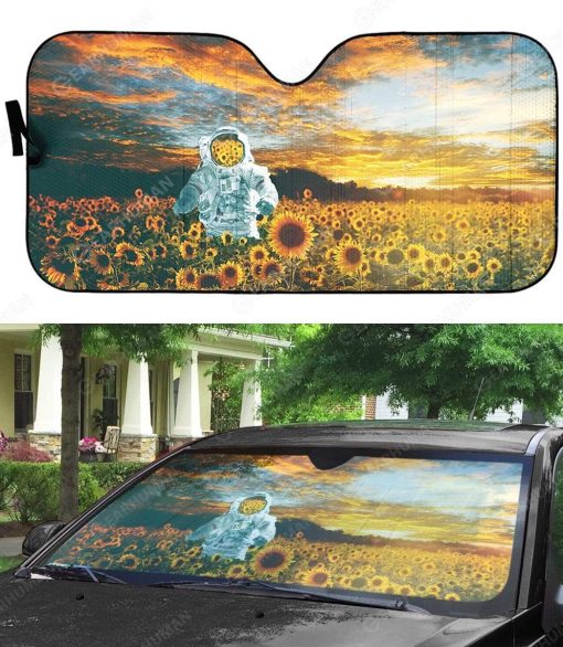 Custom Car Auto Sunshade Sunflowers And Astronaut HD-AT0491919-SS Auto Sunshade