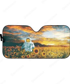 Custom Car Auto Sunshade Sunflowers And Astronaut HD-AT0491919-SS Auto Sunshade 57''x27.5'' 