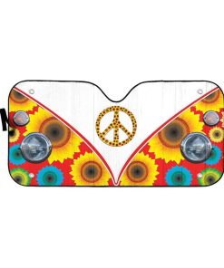 Custom Car Auto Sunshade Volkswagen Hippie Peace Sunflower HP-DT2612192 Auto Sunshade 57''x27.5'' 