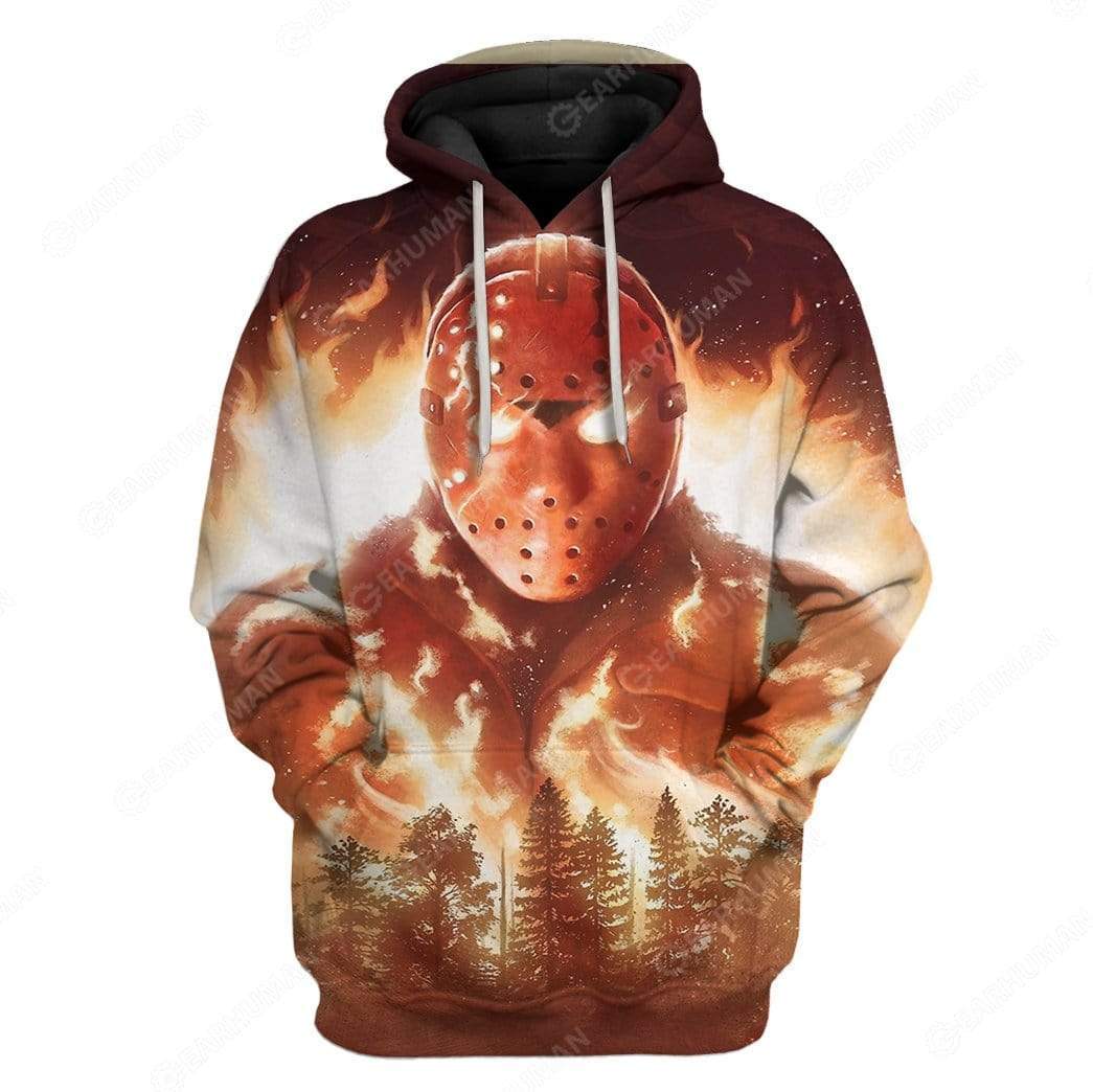 Gearhumans Custom Jason In Flames Apparel 1 Custom Jason In Flames Apparel HD-GH2281922 3D Custom Fleece Hoodies Hoodie S