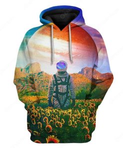 Custom Sunflowers and Astronauts Apparel HD-AT0391906 3D Custom Fleece Hoodies Hoodie S 