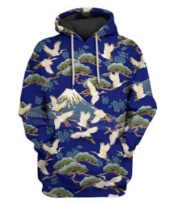 Custom T-shirt - Hoodies Cranes flying over pines and cherry blossoms Apparel HD-GH20812 3D Custom Fleece Hoodies Hoodie S 