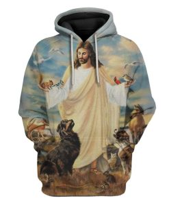 Custom T-shirt - Hoodies Jesus And Animals HD-GH3071910 3D Custom Fleece Hoodies Hoodie S 
