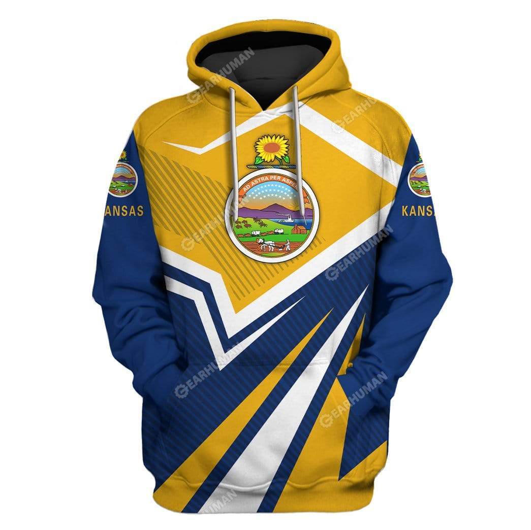 Gearhumans Custom T-shirt - Hoodies Kansas 1 Custom T-shirt - Hoodies Kansas HD-GH22009 3D Custom Fleece Hoodies Hoodie S