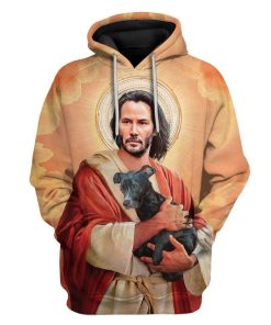 Custom T-shirt - Hoodies Keanu Reeves Holding A Puppy H30703 3D Custom Fleece Hoodies Hoodie S 