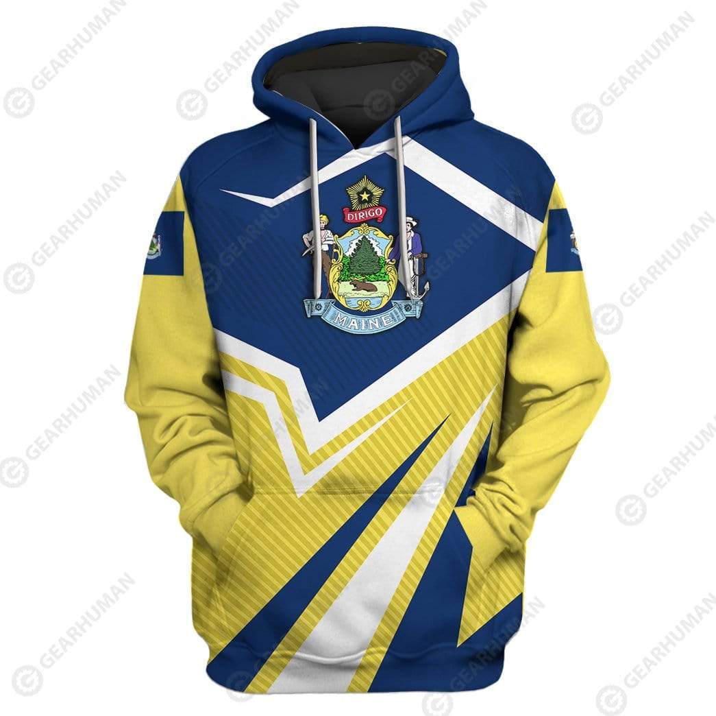Gearhumans Custom T-shirt - Hoodies Maine 1 Custom T-shirt - Hoodies Maine HD-GH22019 3D Custom Fleece Hoodies Hoodie S