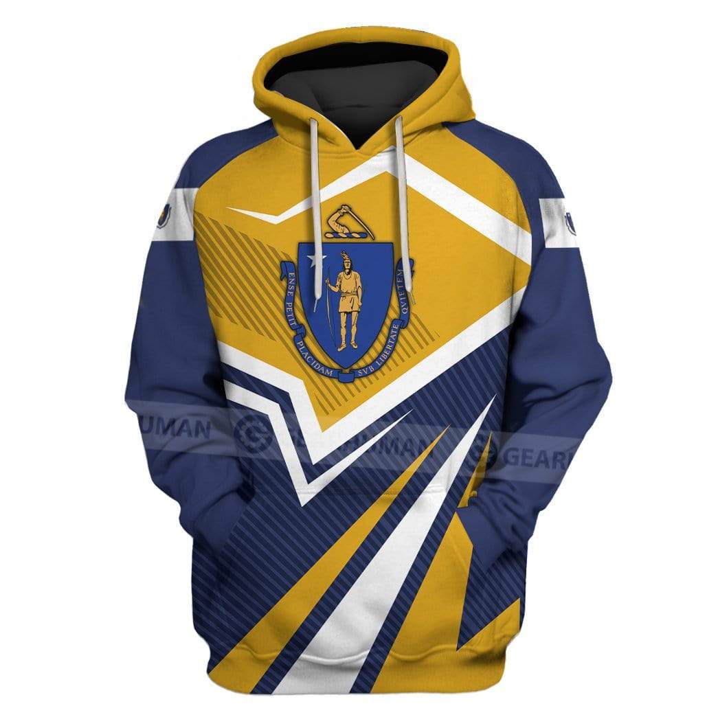 Gearhumans Custom T-shirt - Hoodies Massachusetts Apparel 1 Custom T-shirt - Hoodies Massachusetts Apparel HD-GH20831 3D Custom Fleece Hoodies Hoodie S