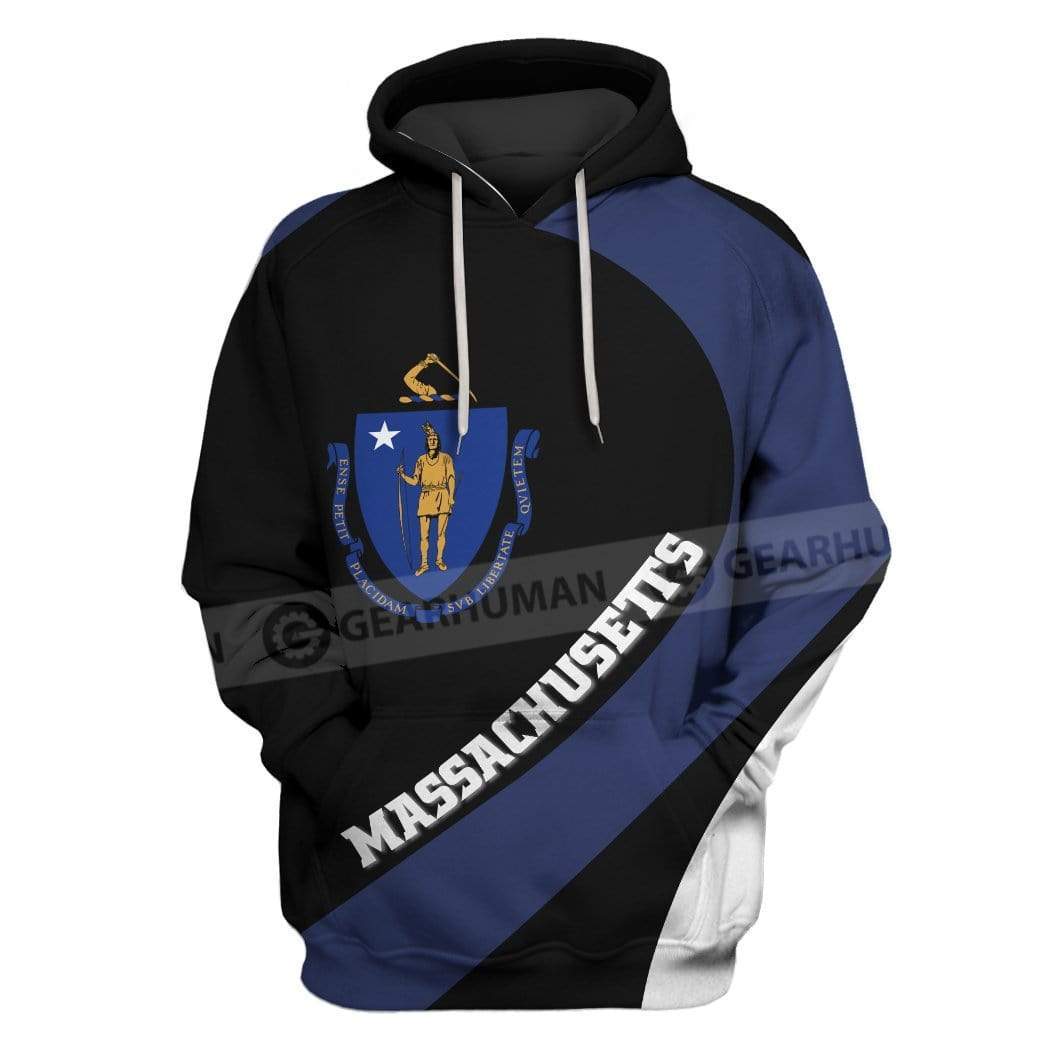 Gearhumans Custom T-shirt - Hoodies Massachusetts Apparel 1 Custom T-shirt - Hoodies Massachusetts Apparel HD-GH20840 3D Custom Fleece Hoodies Hoodie S