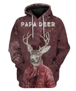 Custom T-shirt - Hoodies PAPA Deer HD-GH0581919 3D Custom Fleece Hoodies Hoodie S 
