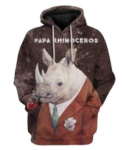 Custom T-shirt - Hoodies PAPA Rhinoceros HD-GH0581913 3D Custom Fleece Hoodies Hoodie S