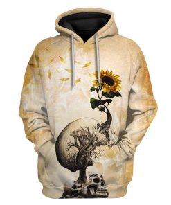Custom T-shirt - Hoodies Skull And Sunflower HD-GH1281907 3D Custom Fleece Hoodies Hoodie S 