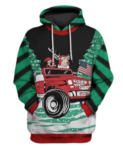 Custom T-shirt - Hoodies Ugly Christmas How We Roll Reindeer in Jeep Apparel HD-GH20760 3D Custom Fleece Hoodies Hoodie S 