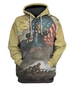 Custom T-shirt - Hoodies U.S. Army Uncle Sam and Soldiers on the 4th of July Apparel HD-GH20678 3D Custom Fleece Hoodies Hoodie S 