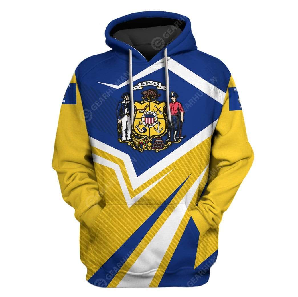 Gearhumans Custom T-shirt - Hoodies Wisconsin 1 Custom T-shirt - Hoodies Wisconsin HD-GH22002 3D Custom Fleece Hoodies Hoodie S