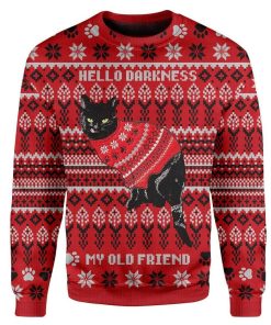 Custom T-shirt - Long Sleeves Ugly Christmas Men's Black Cat Crew Neck Christmas Sweater Jumper HD-GH20667 Ugly Christmas Sweater 