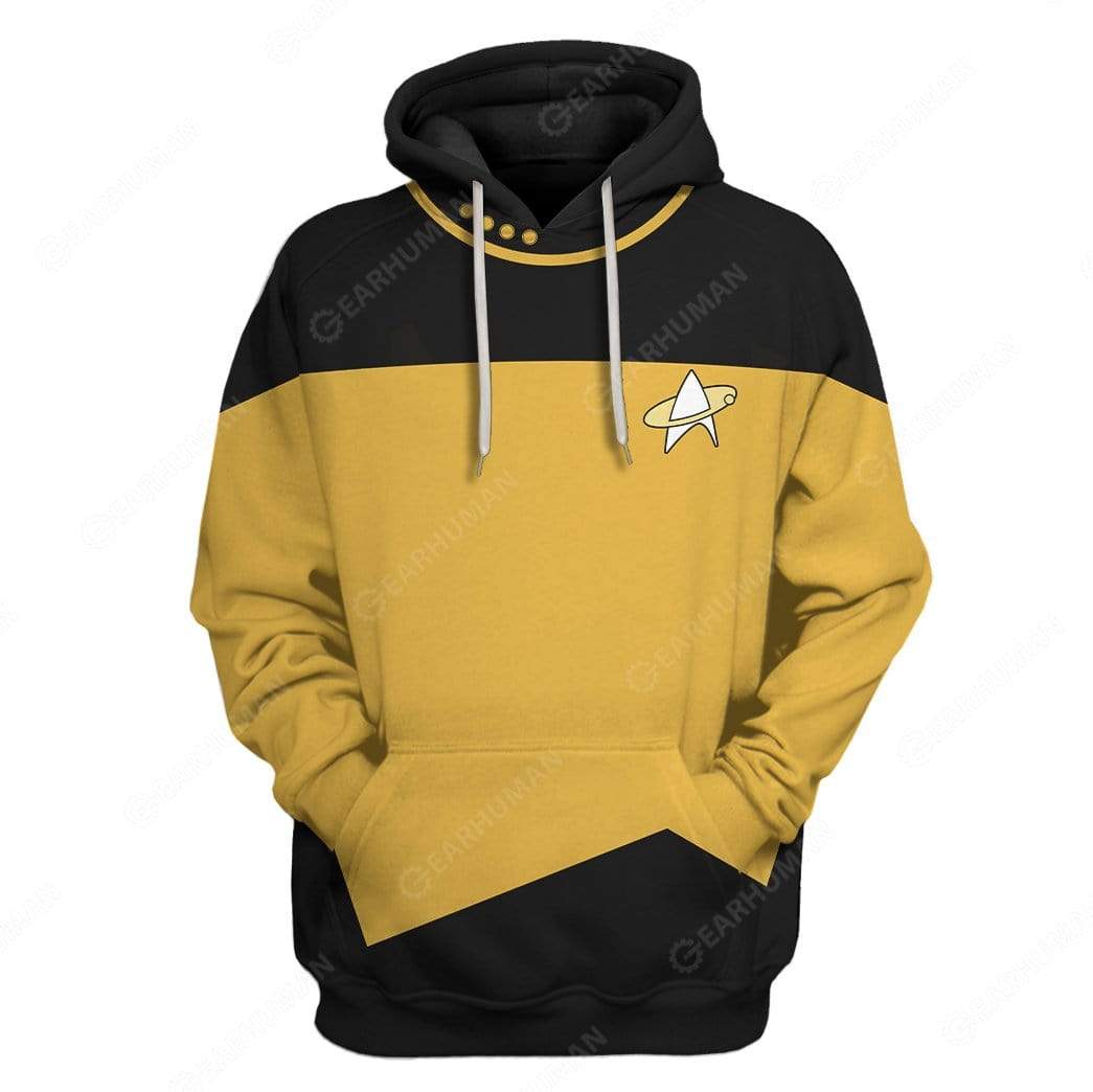 Gearhumans Custom The Next Generation Yellow T-shirt - Hoodies - Sweater 1 Custom The Next Generation Yellow T-shirt - Hoodies - Sweater HD-GH110524 3D Custom Fleece Hoodies Hoodie S