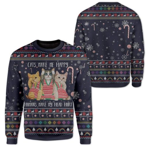 Custom Ugly Cat Christmas Sweater Jumper HD-AT29101901 Ugly Christmas Sweater
