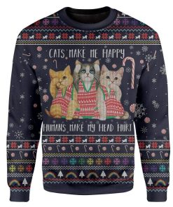 Custom Ugly Cat Christmas Sweater Jumper HD-AT29101901 Ugly Christmas Sweater Long Sleeve S 