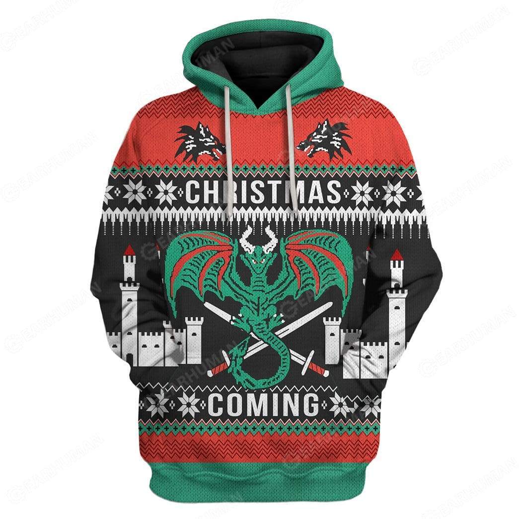 Gearhumans Custom Ugly Christmas Is Coming Apparel 1 Custom Ugly Christmas Is Coming Apparel HD-TT24101902 3D Custom Fleece Hoodies Hoodie S